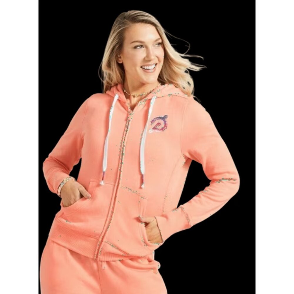 NEW Peloton Ultimate Lightweight Zip Hoodie in Pink Fleece Interior Women's 0126